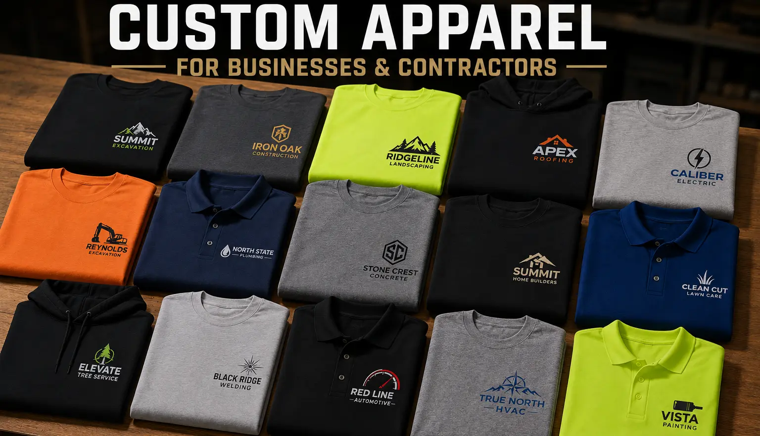 Custom branded work shirts and polos for businesses and contractors