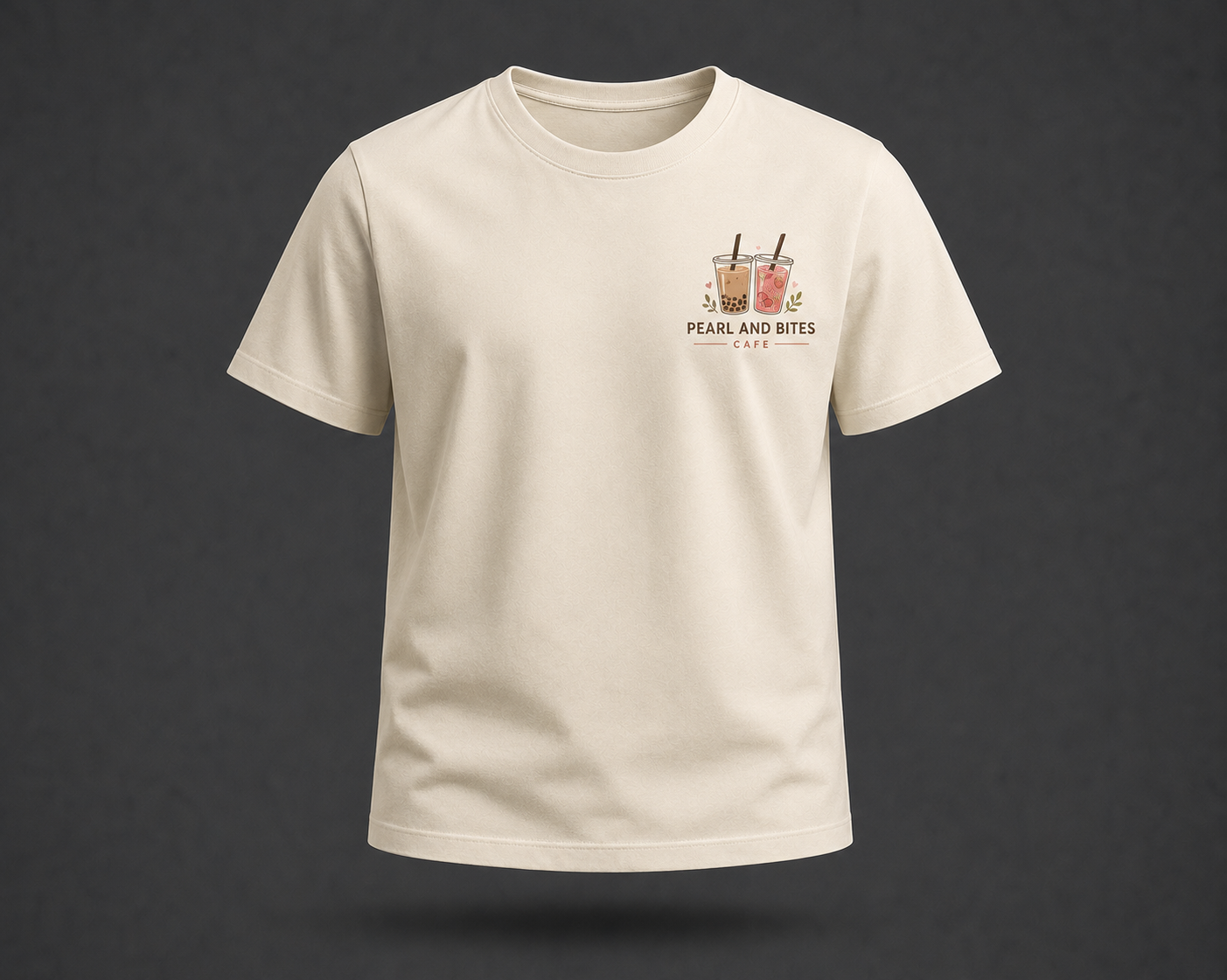 Cream Pearl and Bites Cafe branded shirt