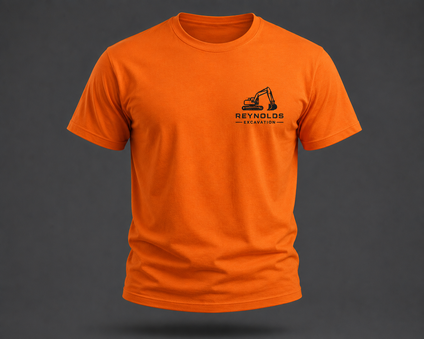 Orange Reynolds Excavation branded work shirt
