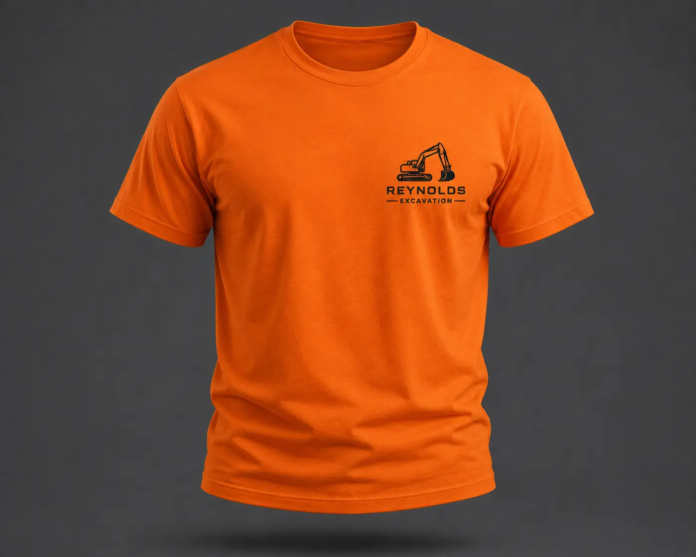 Orange Reynolds Excavation branded work shirt